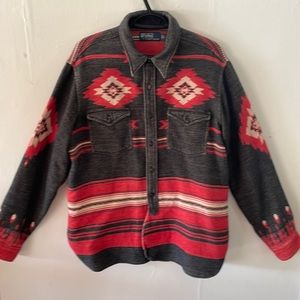 Vintage Ralph Lauren Western / Aztec / Jacquard Shirt Mens Large 100% Cotton